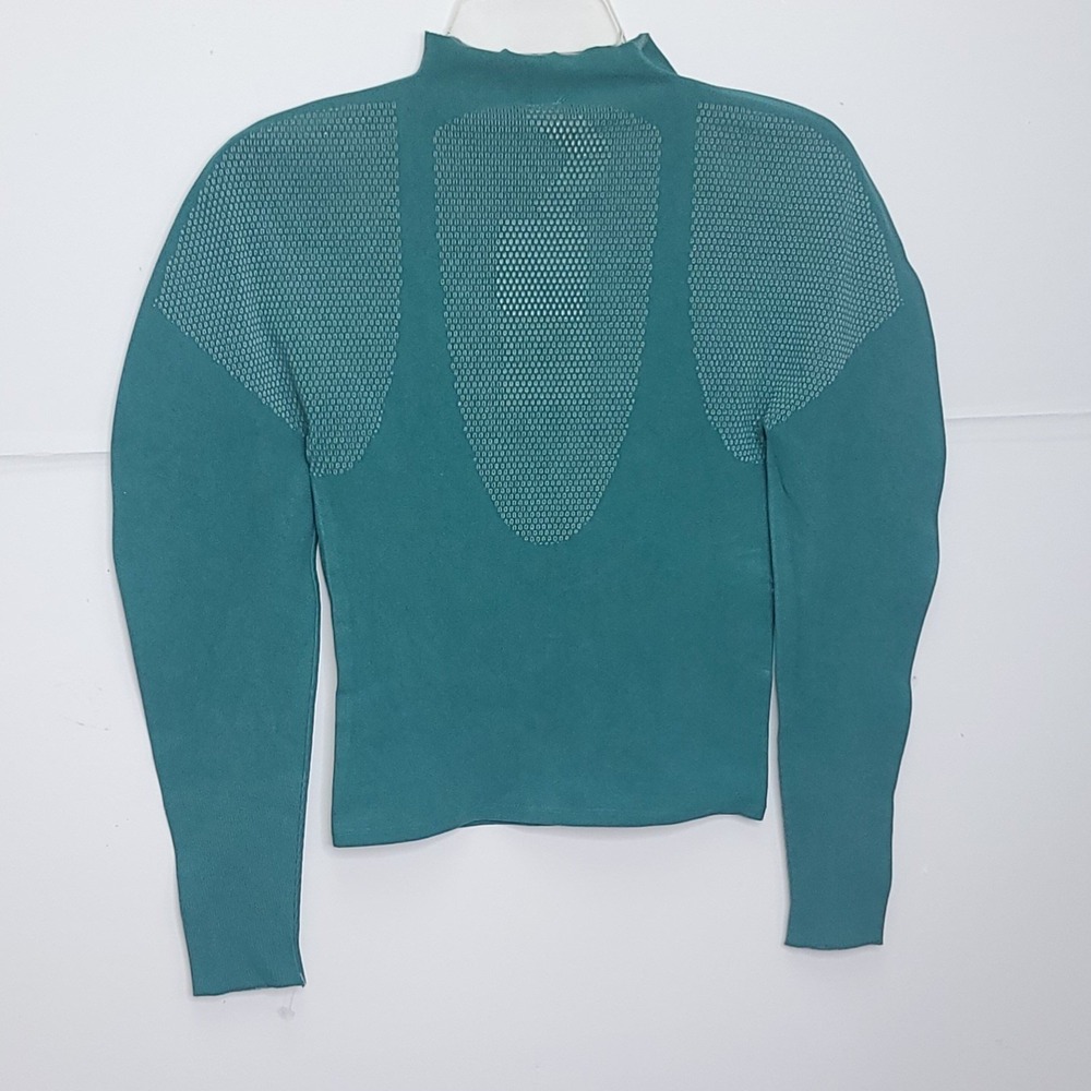 Fabletics Peyton SculptKnit Top Womens L Teal  Mock Neck Mesh Activewear Workout - Picture 4 of 9